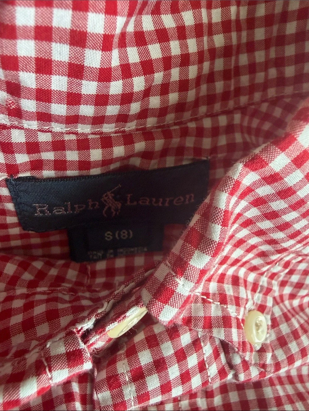 Ralph Lauren Red and White Gingham Button-Down Shirt
